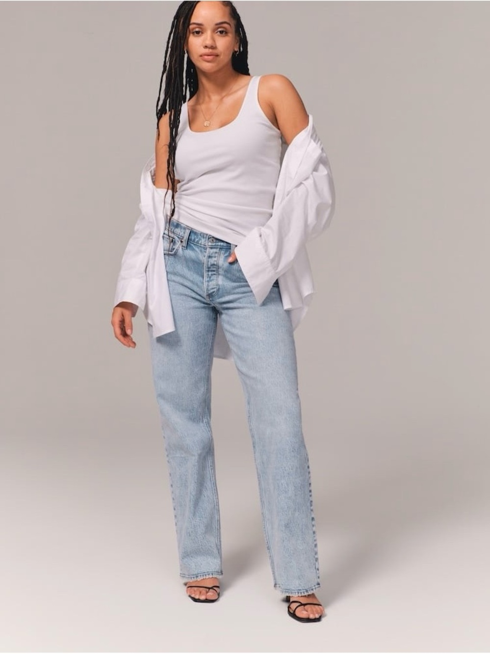Abercrombie & Fitch 90s Baggy Low Rise Jeans 33/16 LONG Curve Love Light Wash